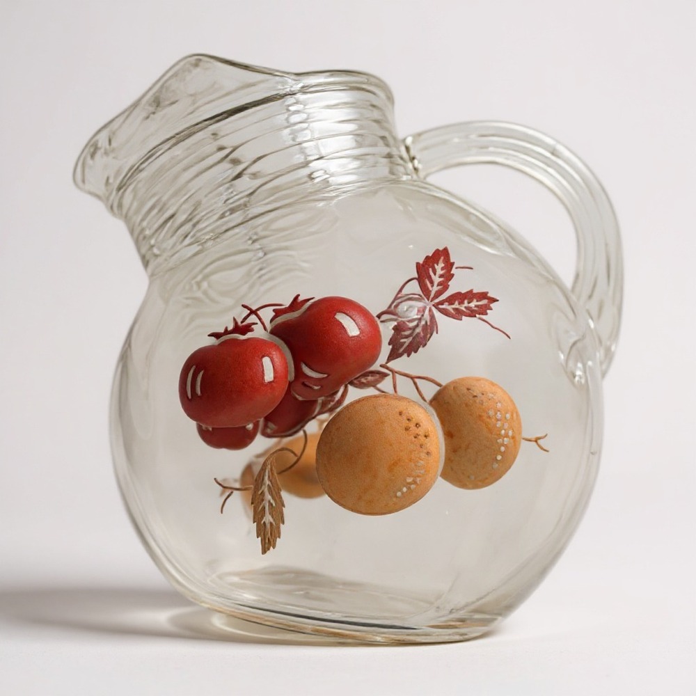 Vintage Anchor Hocking Tomato & Orange Juice Pitcher Ball Jug Carafe 40oz